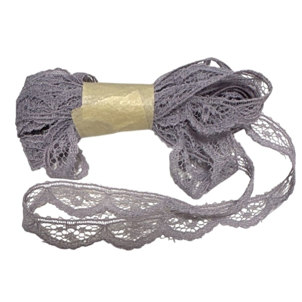 Purple Lace Trim Lavender Scalloped Edges Sewing Crafts .5 inch wide 4 yards